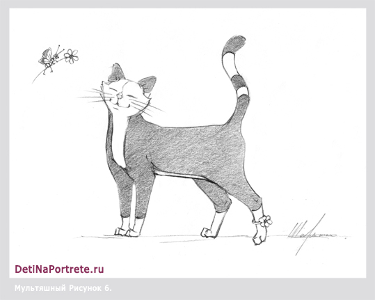 схема рисования кошки