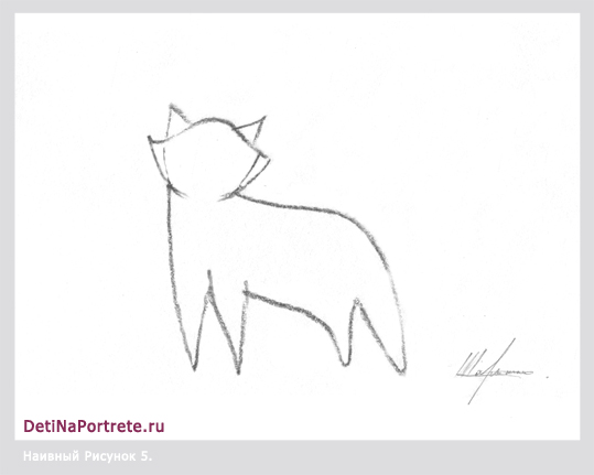 пошаговое рисование кошки карандашом, детский художник Шарыкина Ольга