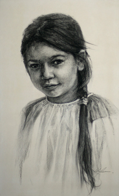 Портрет, графика, уголь, рисунок, детский портрет, дети на портрете, сайт детского портретиста